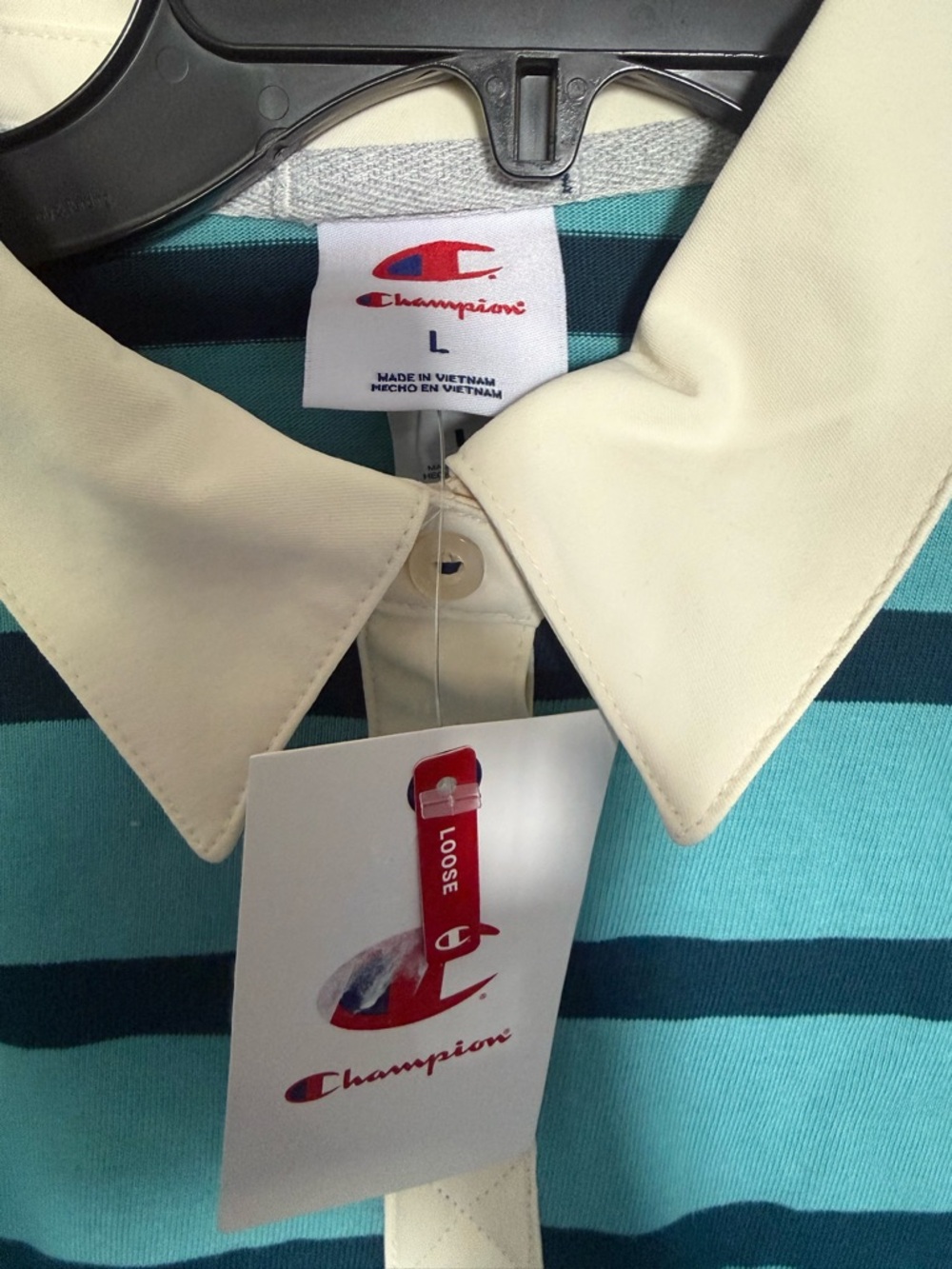 Champion Cropped Rugby Top - Aqua & Teal Stripes - Picture 7 of 8